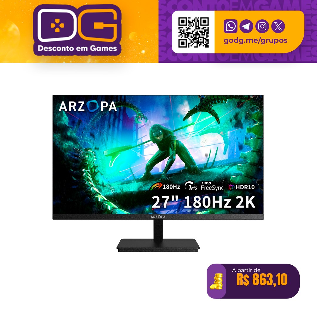Monitor Gamer ARZOPA 27" QHD 180hz IPS 1ms M1RC