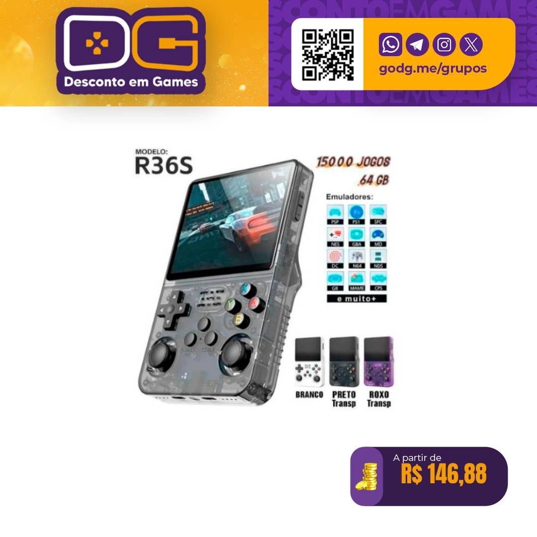Console Portátil R36S - Branco e Roxo