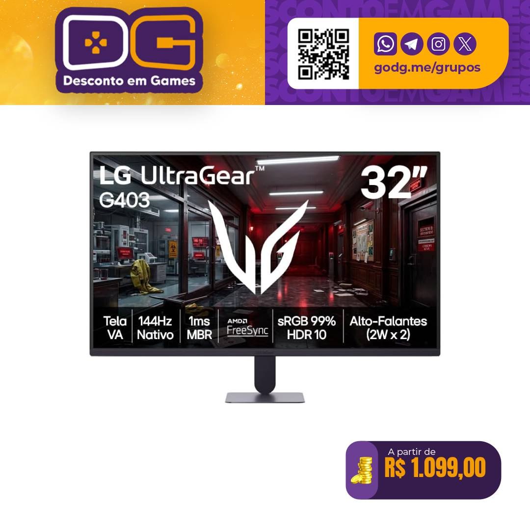 Monitor LG UltraGear - Tela VA FHD 32", 144Hz, 1ms - 32G403B