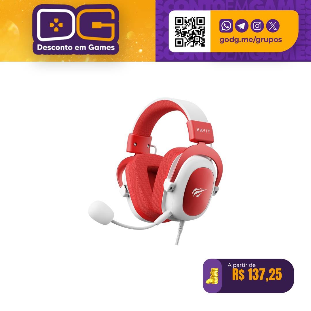 Havit Headphone Fone de Ouvido H2002d - Vermelho e Branco