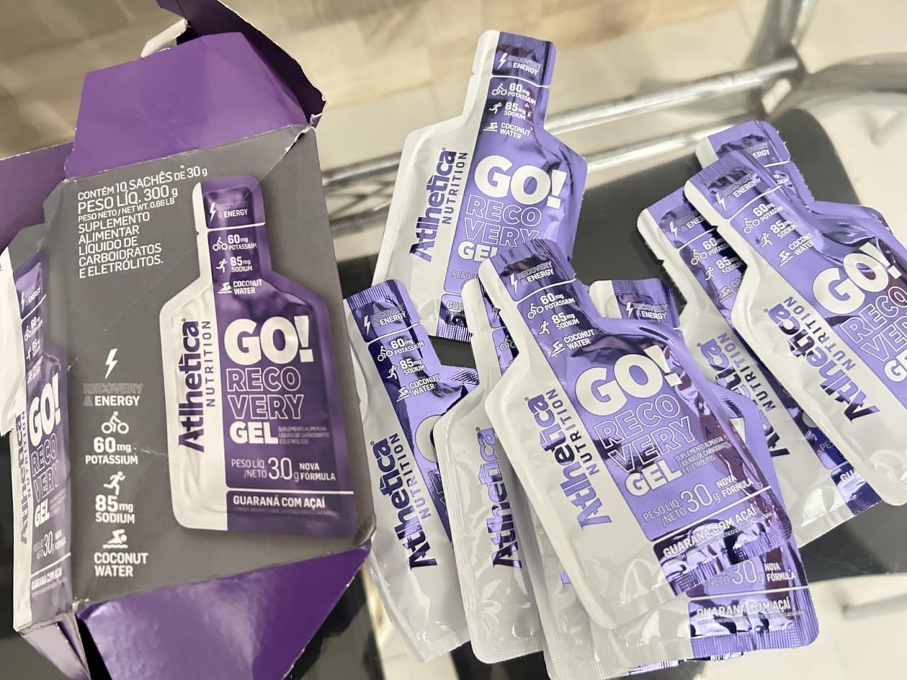 Pack com 10 Sachês Energy Now Gel Atlhetica Nutrition GO! 30g Guaraná e Açai