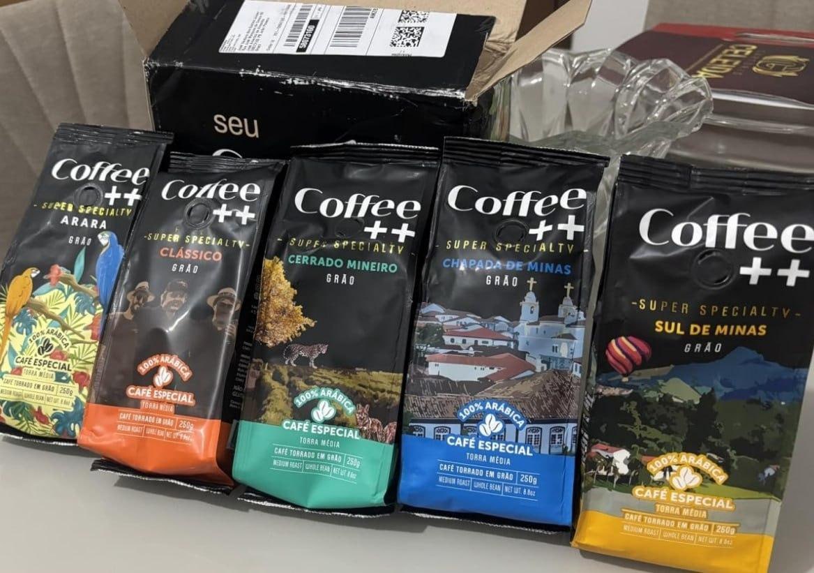 Kit 5 Pacotes Café Especial em Grãos Coffee++, 250g cada