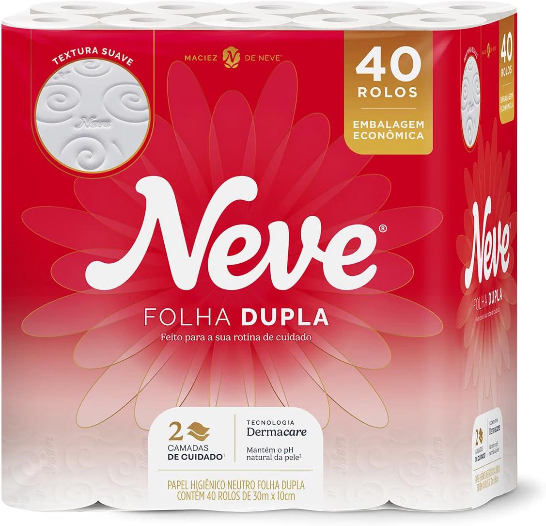 Papel Higiênico Neve Toque de Seda Folha Dupla 40 rolos 30M